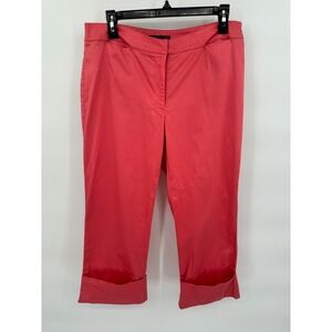 Apostrophe‎ Stretch Capri Pants Womens Size 12 Coral Pink Cuffed Cropped
